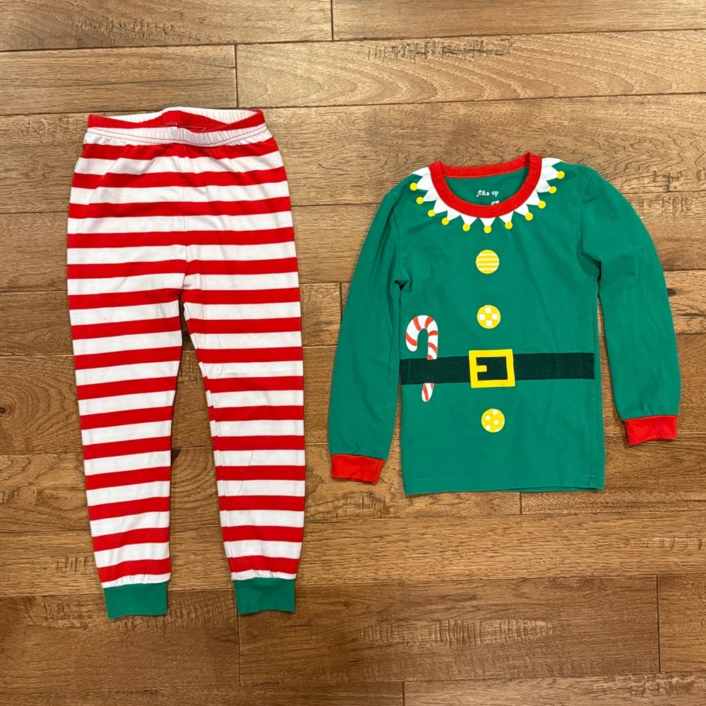 Girls Kids Christmas Elf Pajamas - Girls Holiday Elf Pajama Set - Size 6